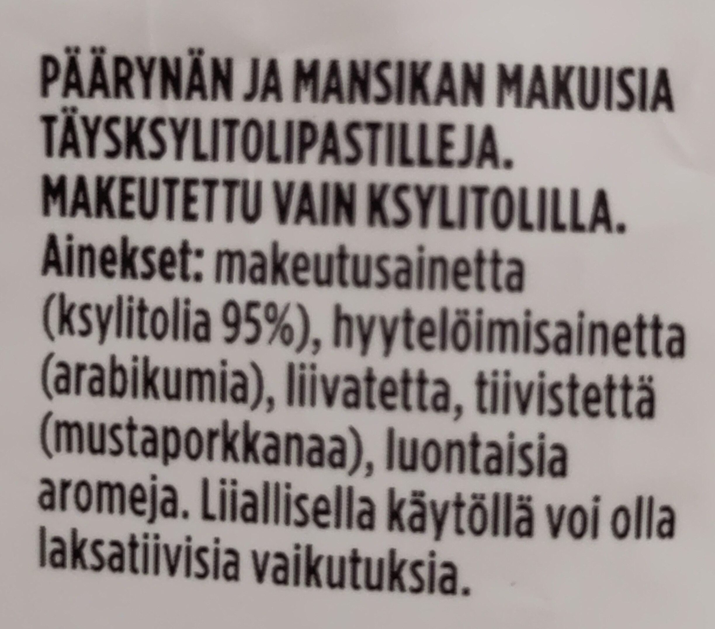 Herra Hakkaraisen Täysksylitolipastilli mansikka päärynä - Ainesosat - en