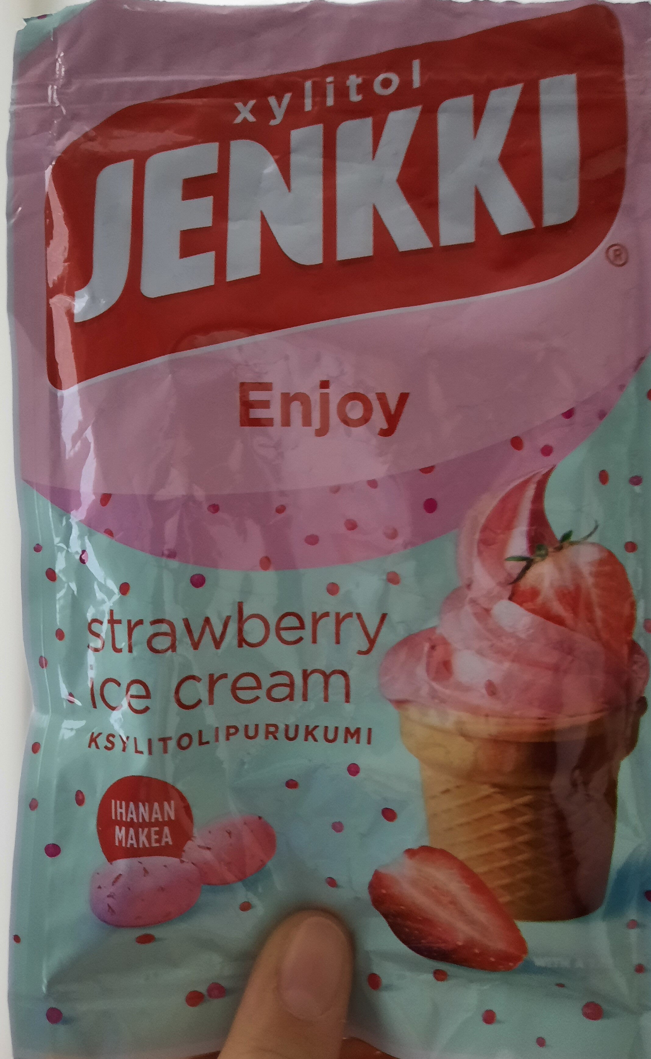 Strawberry ice cream ksylitolipurukumi - Produkt - fi