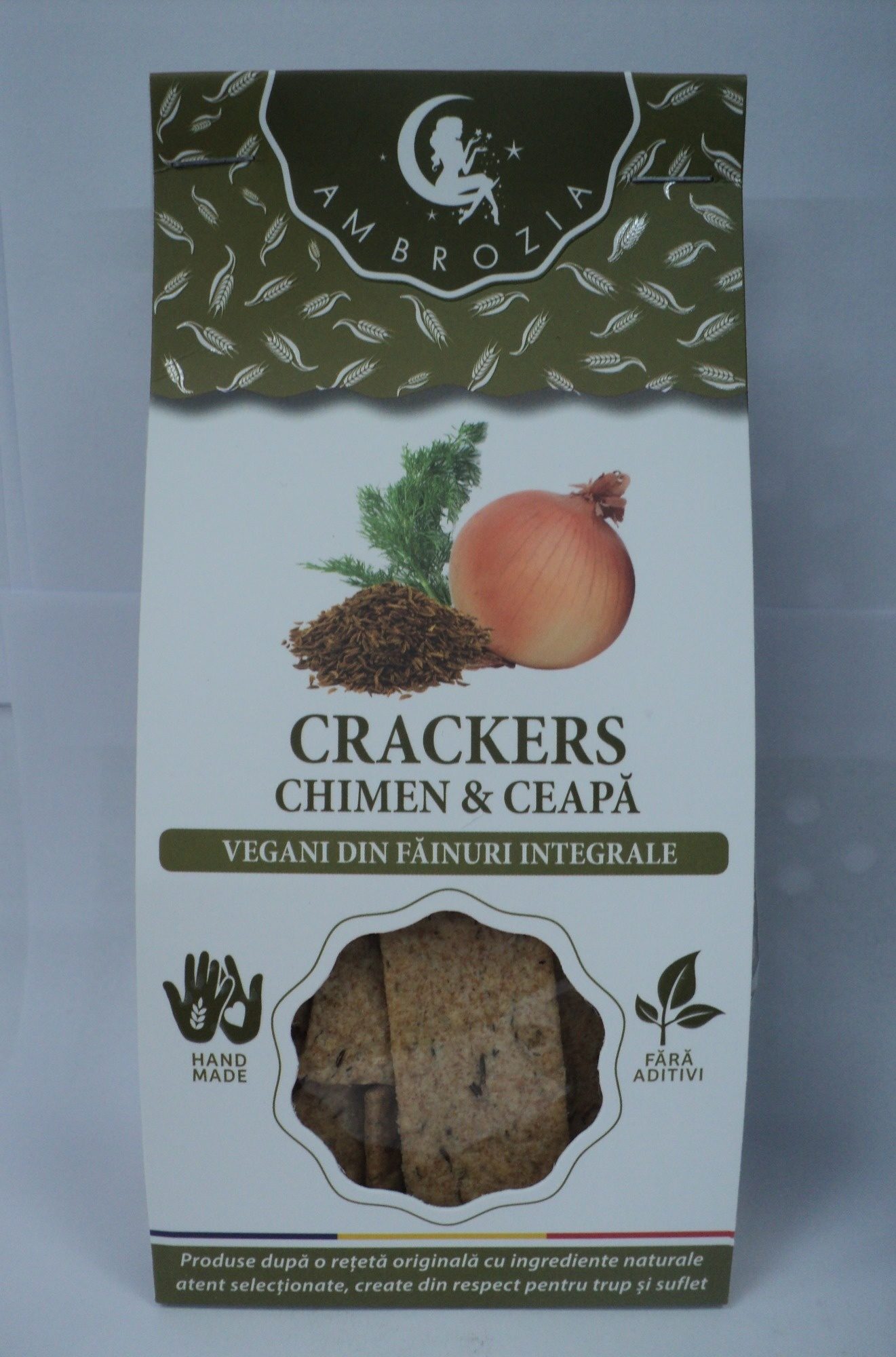 Ambrozia Crackers vegani cu chimen si ceapa - Product - ro