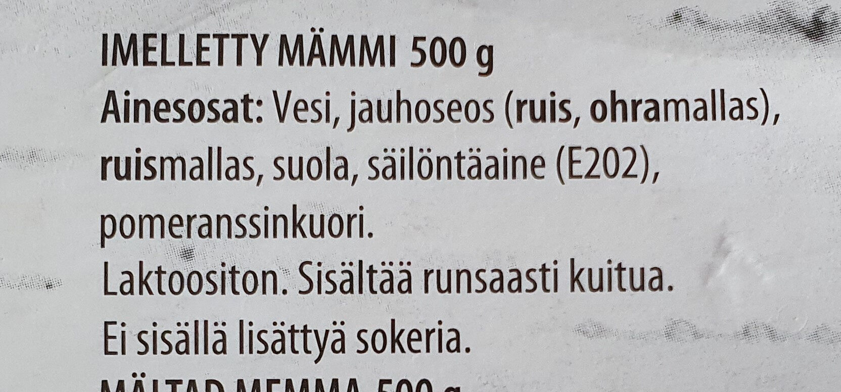 Mämmi - Ingrédients - fi