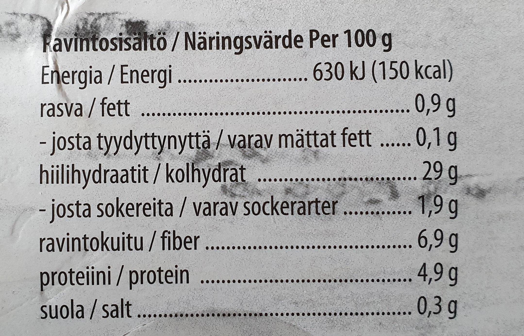 Mämmi - Tableau nutritionnel - fi