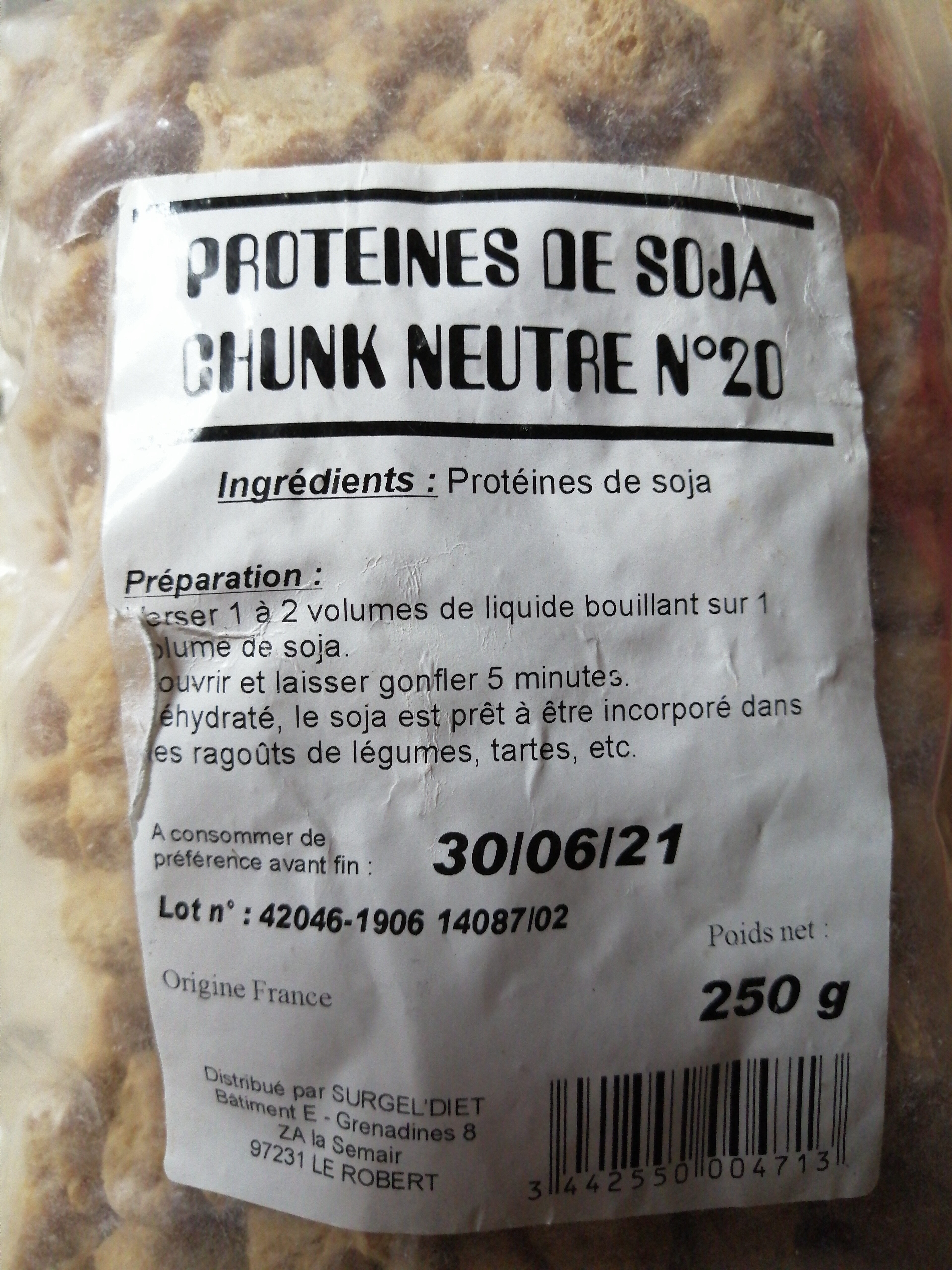 protéine de soja chunk neutre - Produit