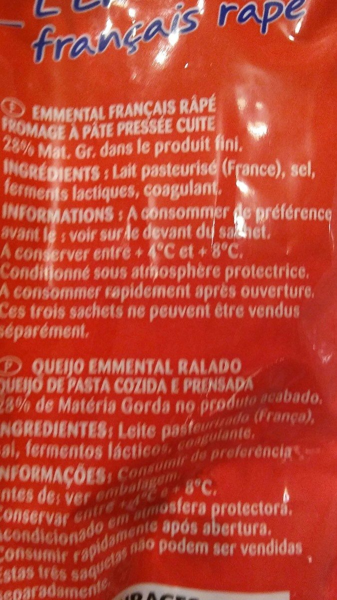 L'emmental français rapé - Ingredients - fr