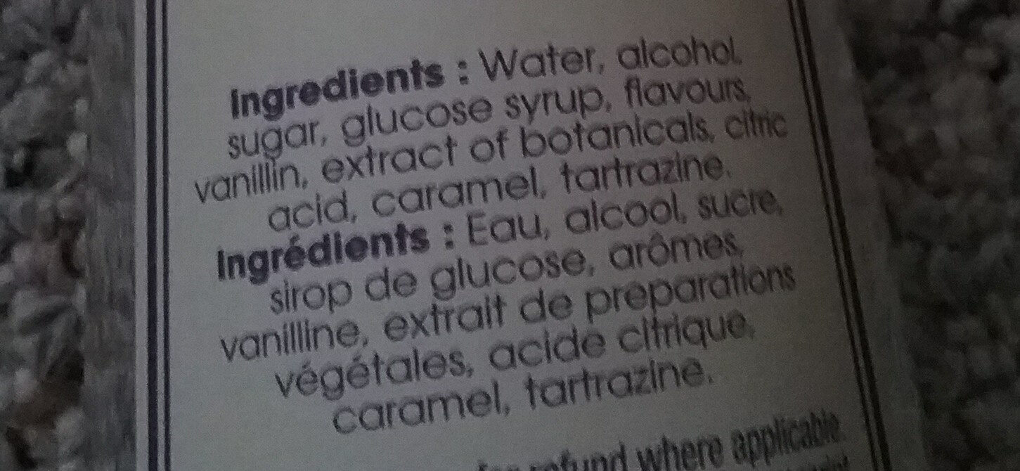 vanille liquide - Ingrédients