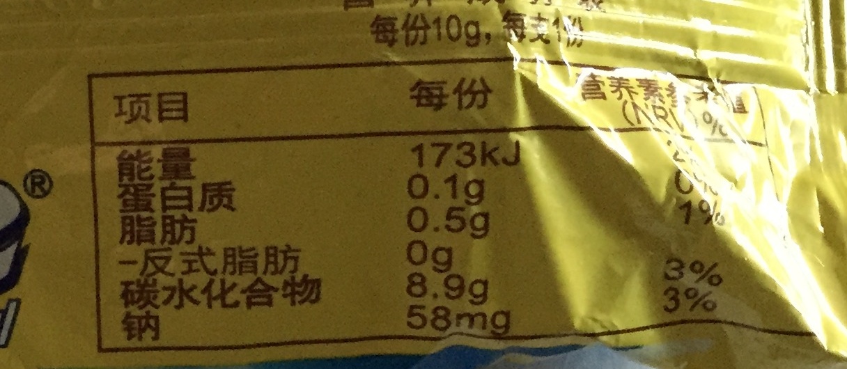 Rich milky caramel lollipop - 营养成分 - fr