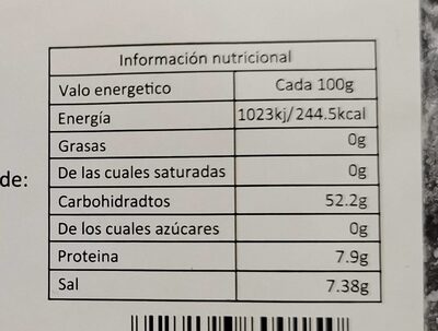 Alga kombu - Informació nutricional - es