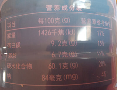 混合坚果燕麦片 - 营养成分