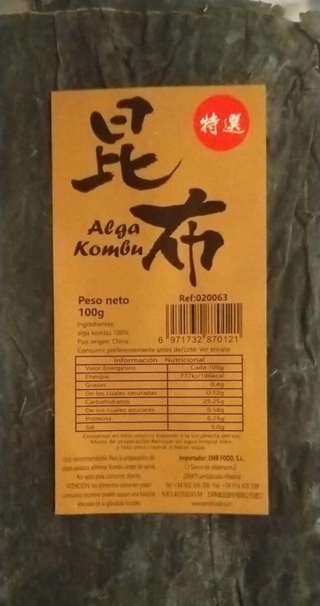 Alga kombu - Producte - es