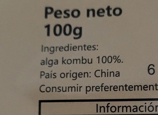 Alga kombu - Ingredients - es