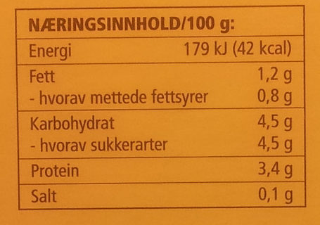 Økologisk lettmelk fra Rørosmeieriet - Ernæringsinnhold - no