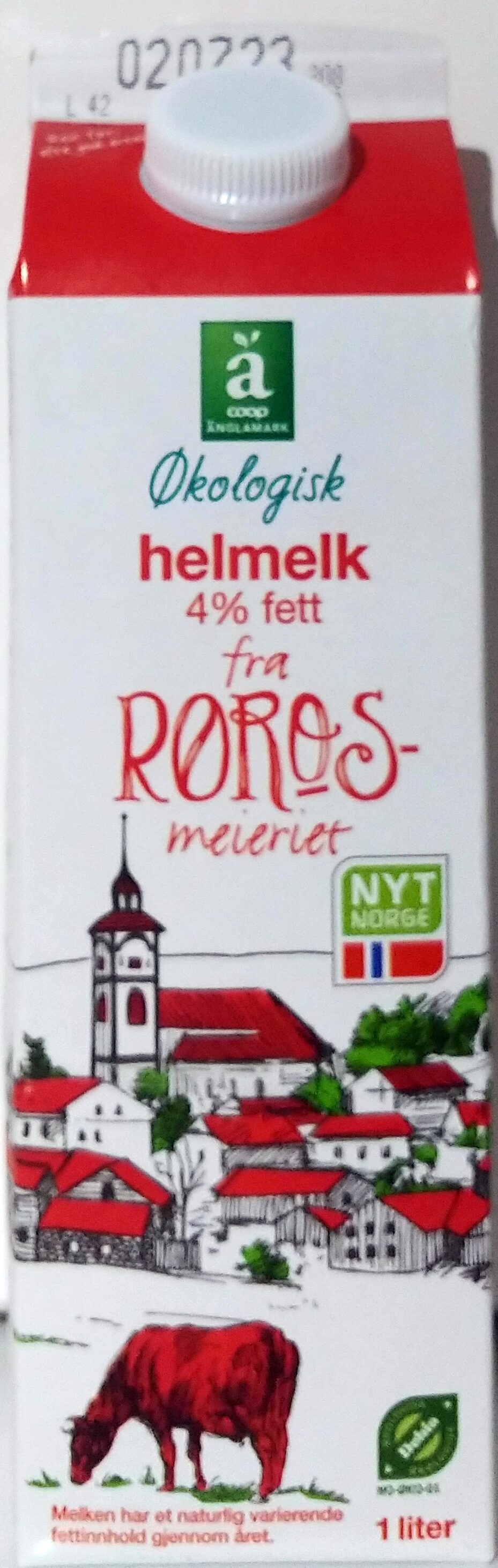 Økologisk Helmelk 4% fett fra Rørosmeieriet - Produkt