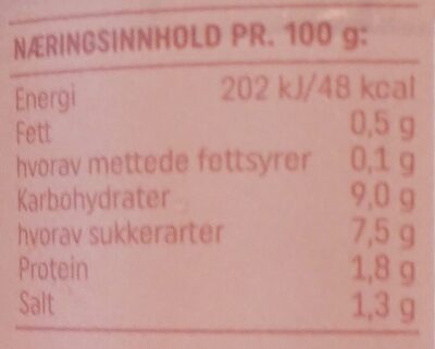 Pizzasaus Tomat - Chiliflakes krydret med sort pepper - Nutrition facts - nb