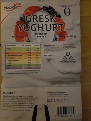 Gresk yogurt double 0% skogsbar - Product