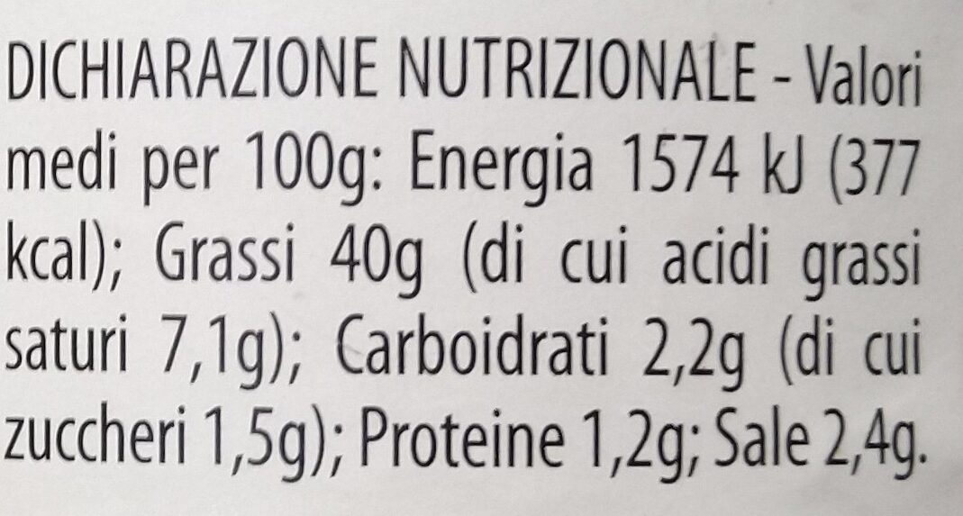 Crema radicchio rosso - Nutrition facts - it