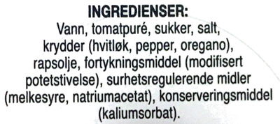 Original Pizzasaus - Ingredienser