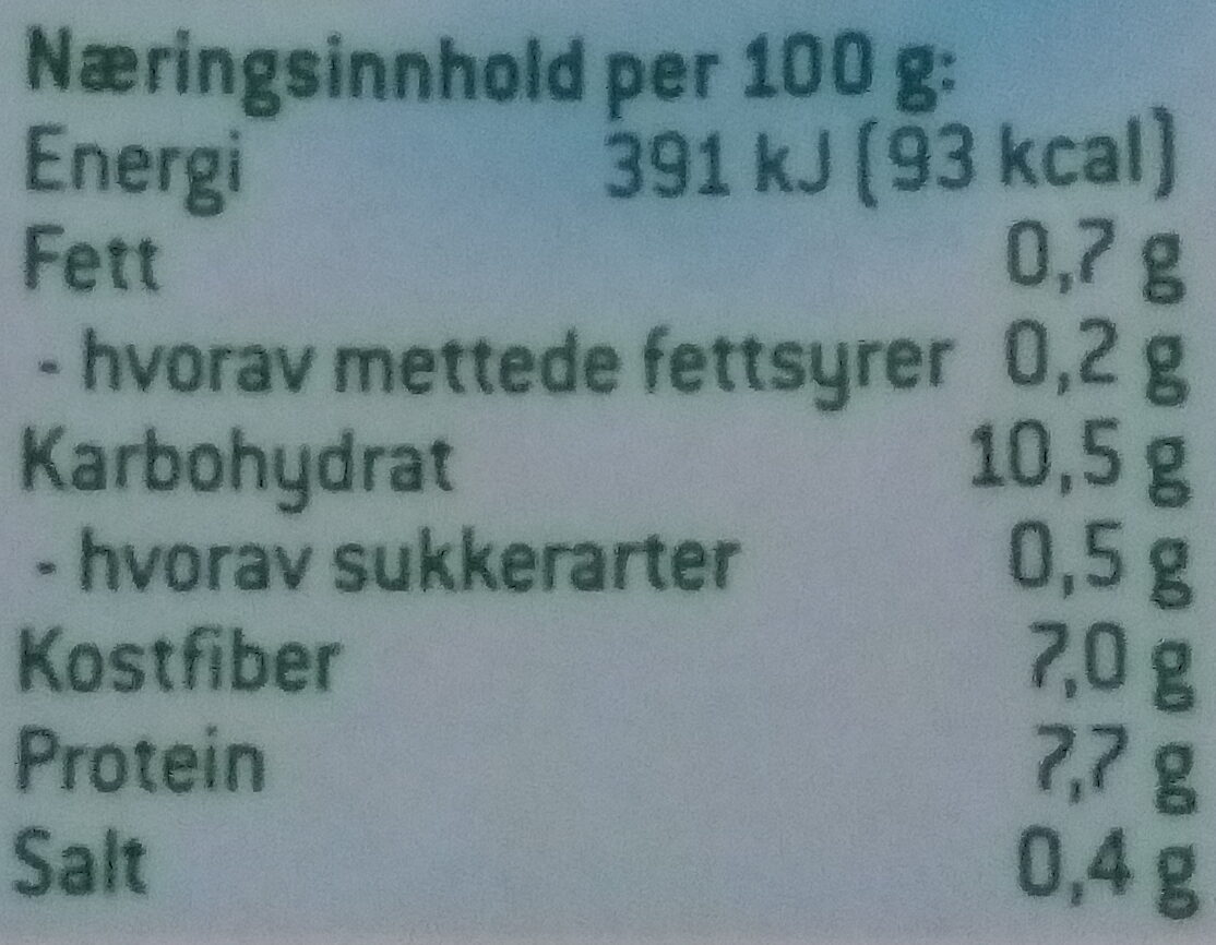 Økologiske kidneybønner - Nährwertangaben - nb