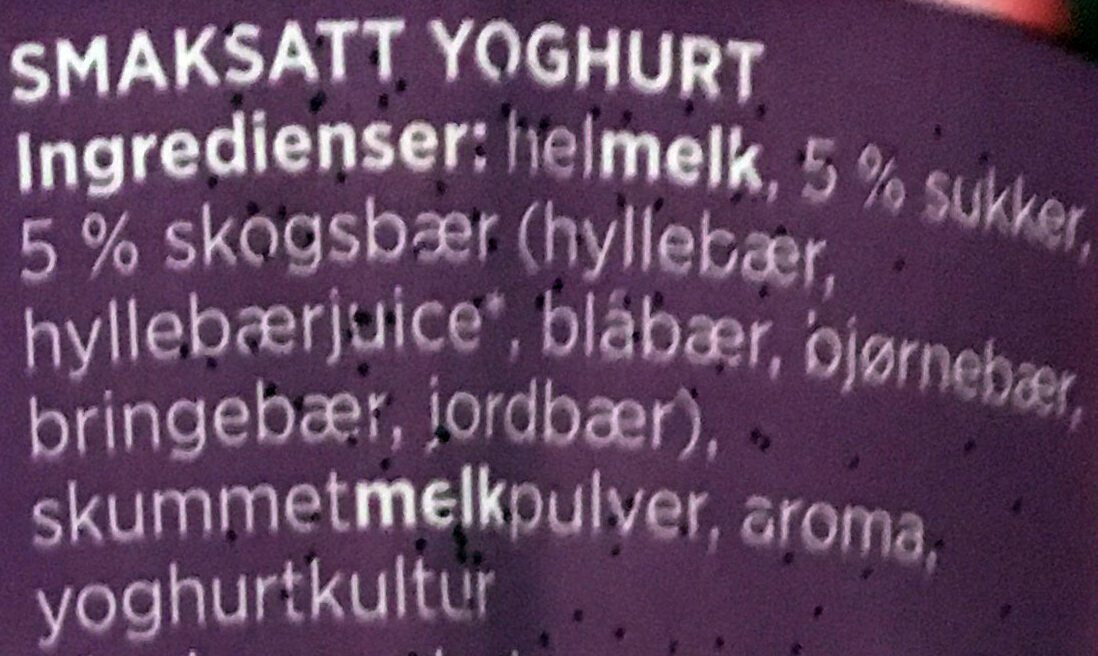 Skogsbær Yoghurt - Ingredients - nb
