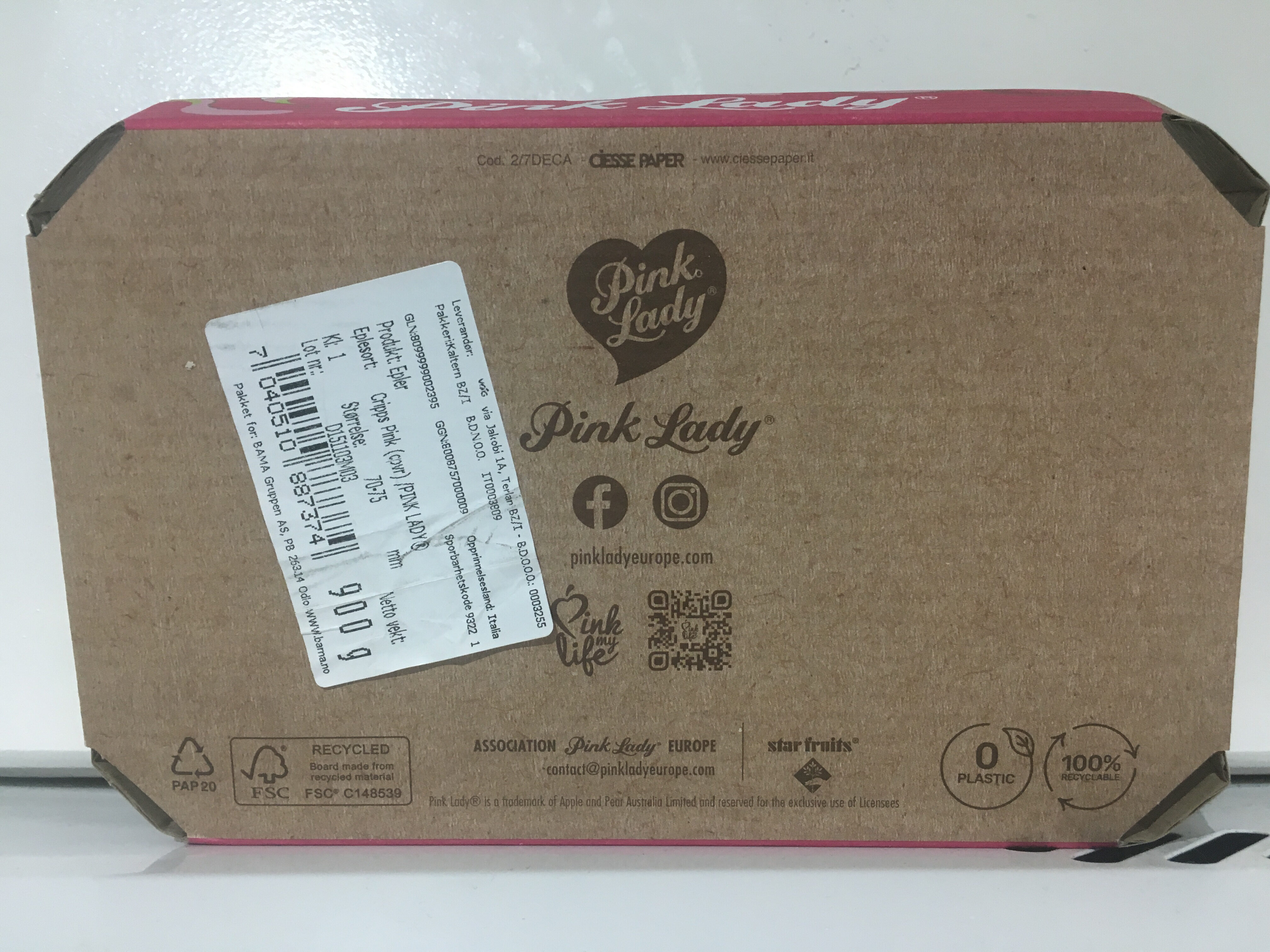 pink lady epler - Recycling instructions and/or packaging information