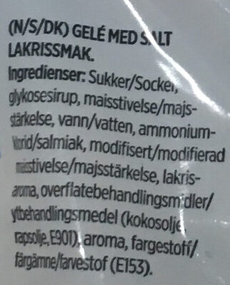 Stupedama myk of salt lakris - Ingredienser