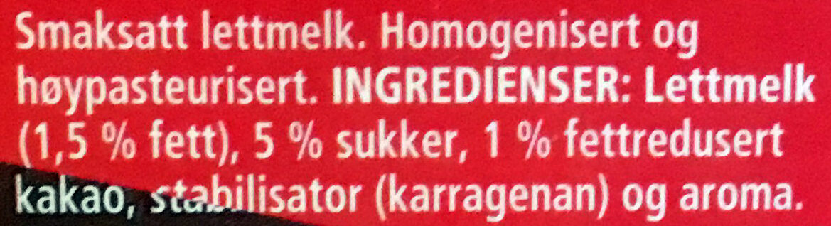 Fersk Sjokolademelk - Ingredients - nb