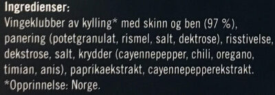 Kylling Hotwings - Ingredienser