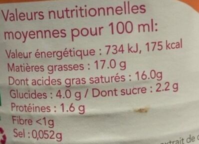 Lait de coco curcuma - Nutrition facts - fr