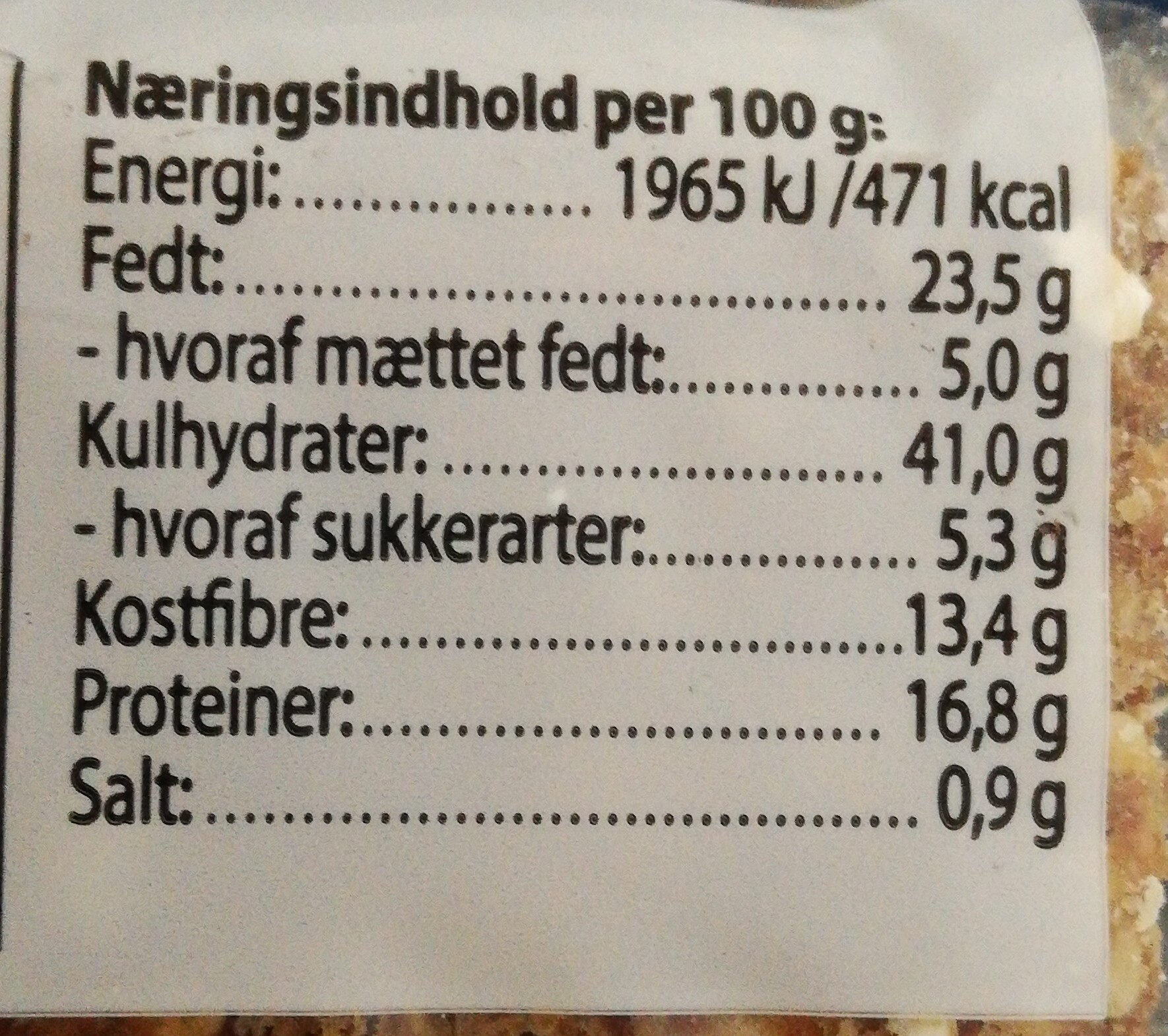 Sigdal Knækbrød Frokost - Ernæringsfakta