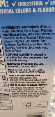 Silk Almond Milk - Ingredients