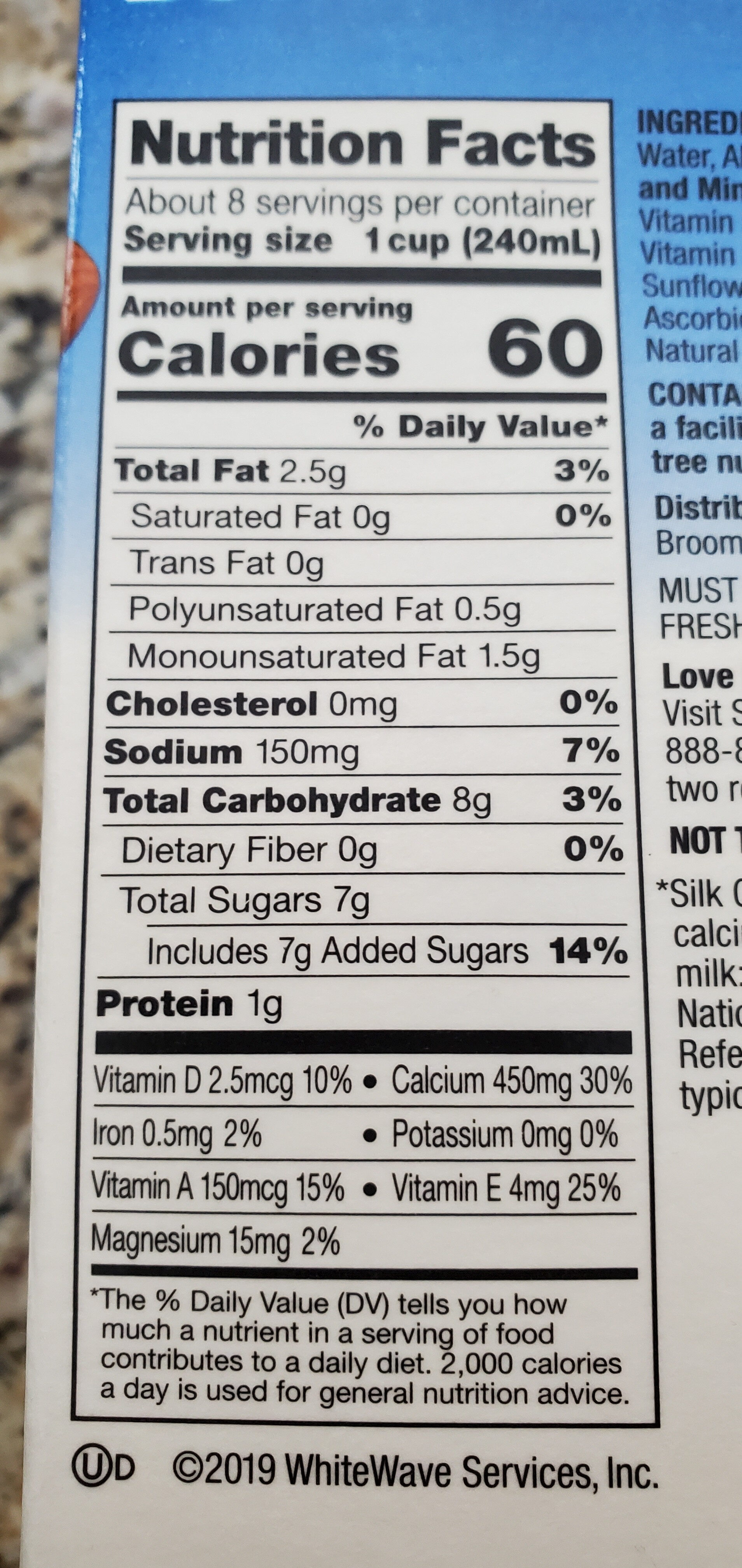 Silk Almond Milk - Nutrition facts