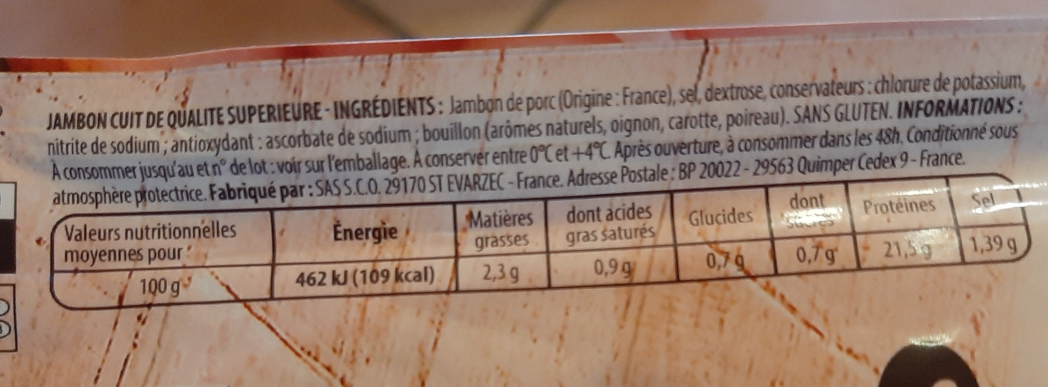 jambon Supérieur  _25% de sel - Ingredienti - fr