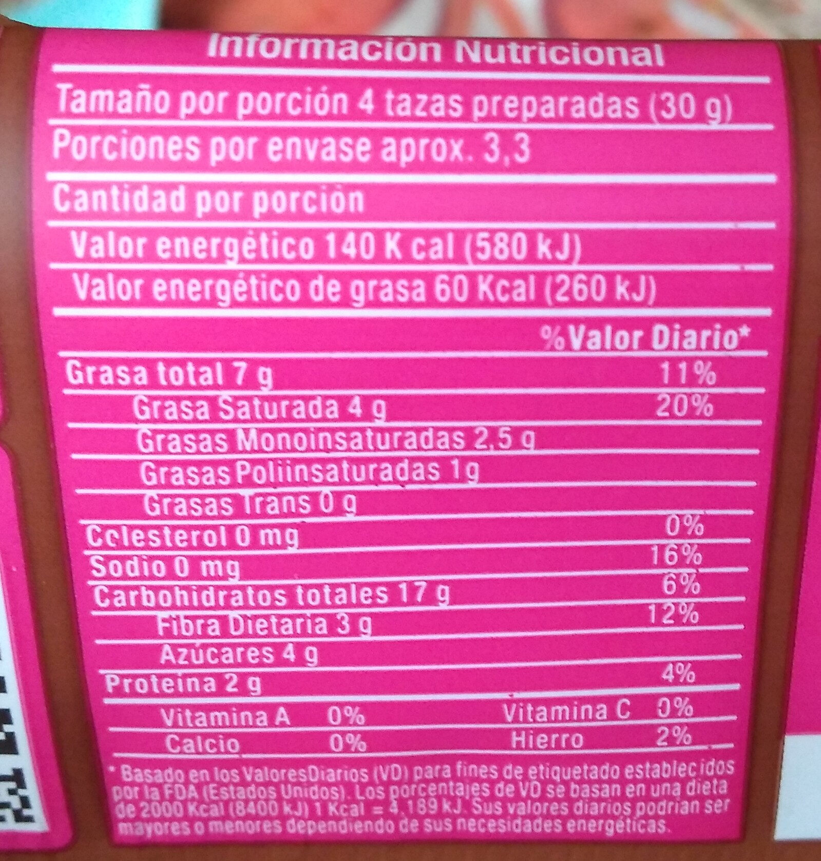 Palomitas de Maíz para Microondas sabor a Caramelo - Nutrition facts - es
