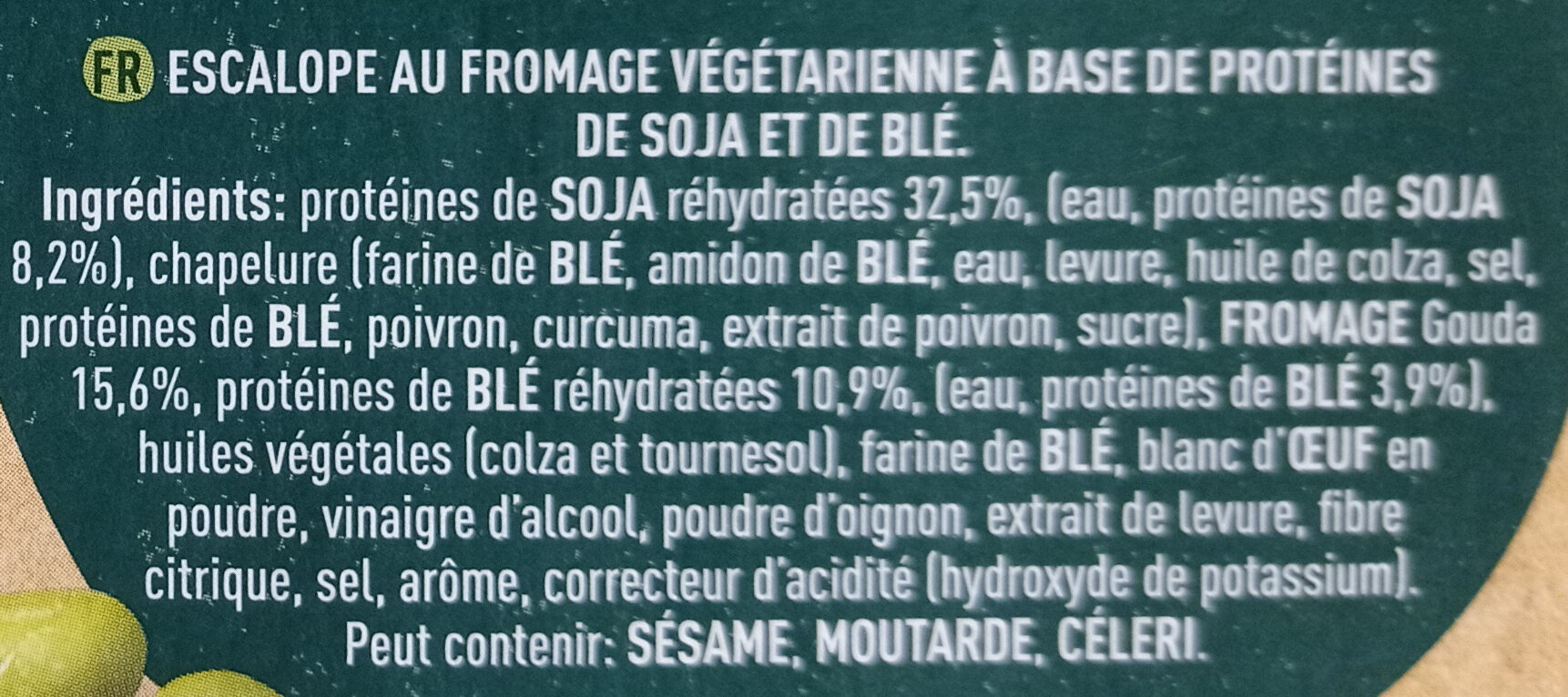 Escalope au fromage - Ingrédients