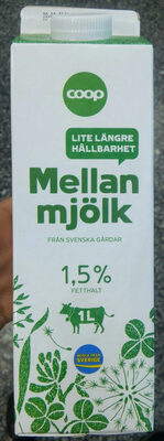 Mellanmjölk 1,5% fetthalt med lite längre hållbarhet. - Produkt