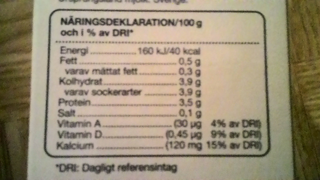 Coop Lättfil 0,5% fetthalt - Informació nutricional - sv