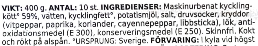 Kyckling Grillkorv - Ingredienser