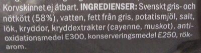 Svensk Falukorv - Ingredients - sv