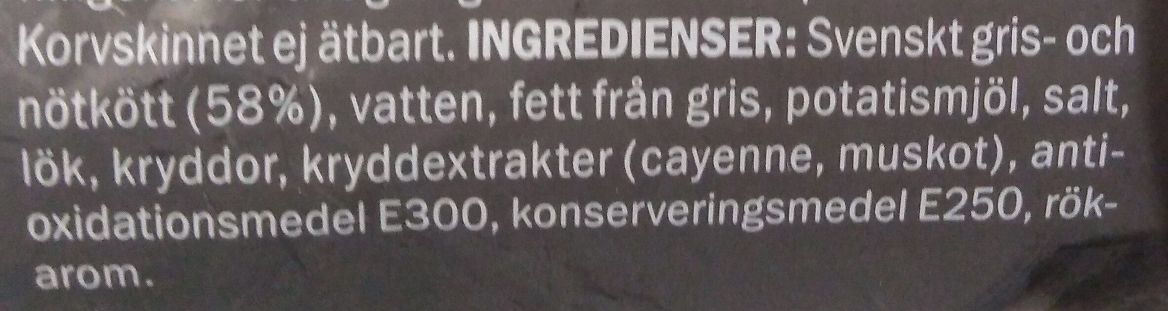 Svensk Falukorv - Ingredienser