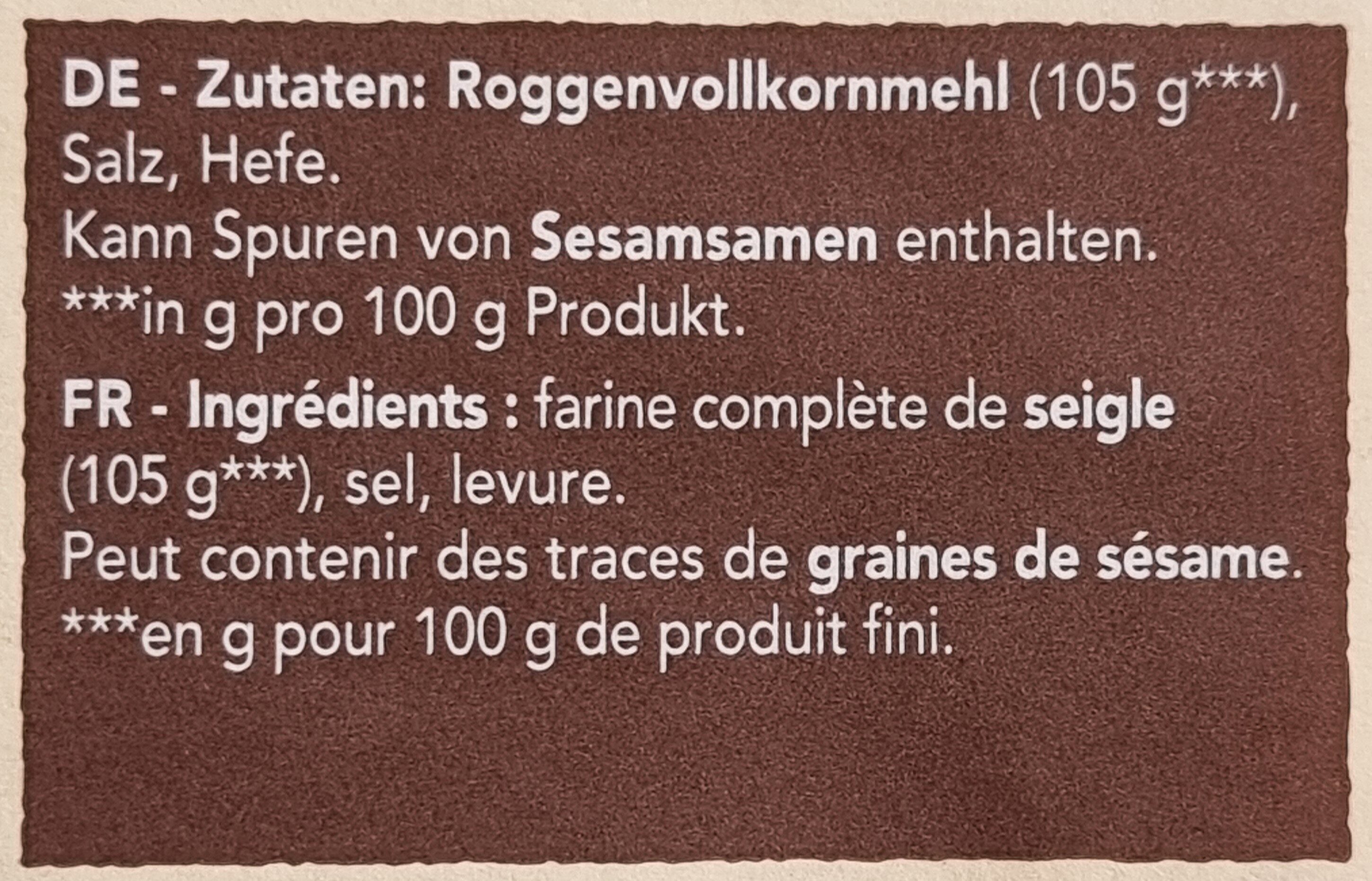 Knäckebrot Vollkorn - Ingredienti - de