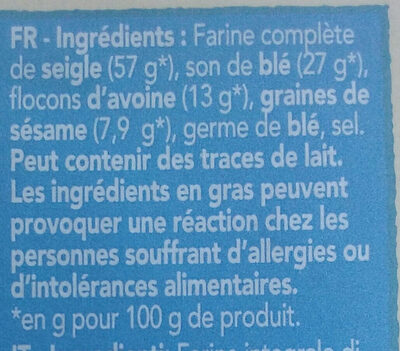 Tartine croustillante FIBRES - Ingredienser - fr