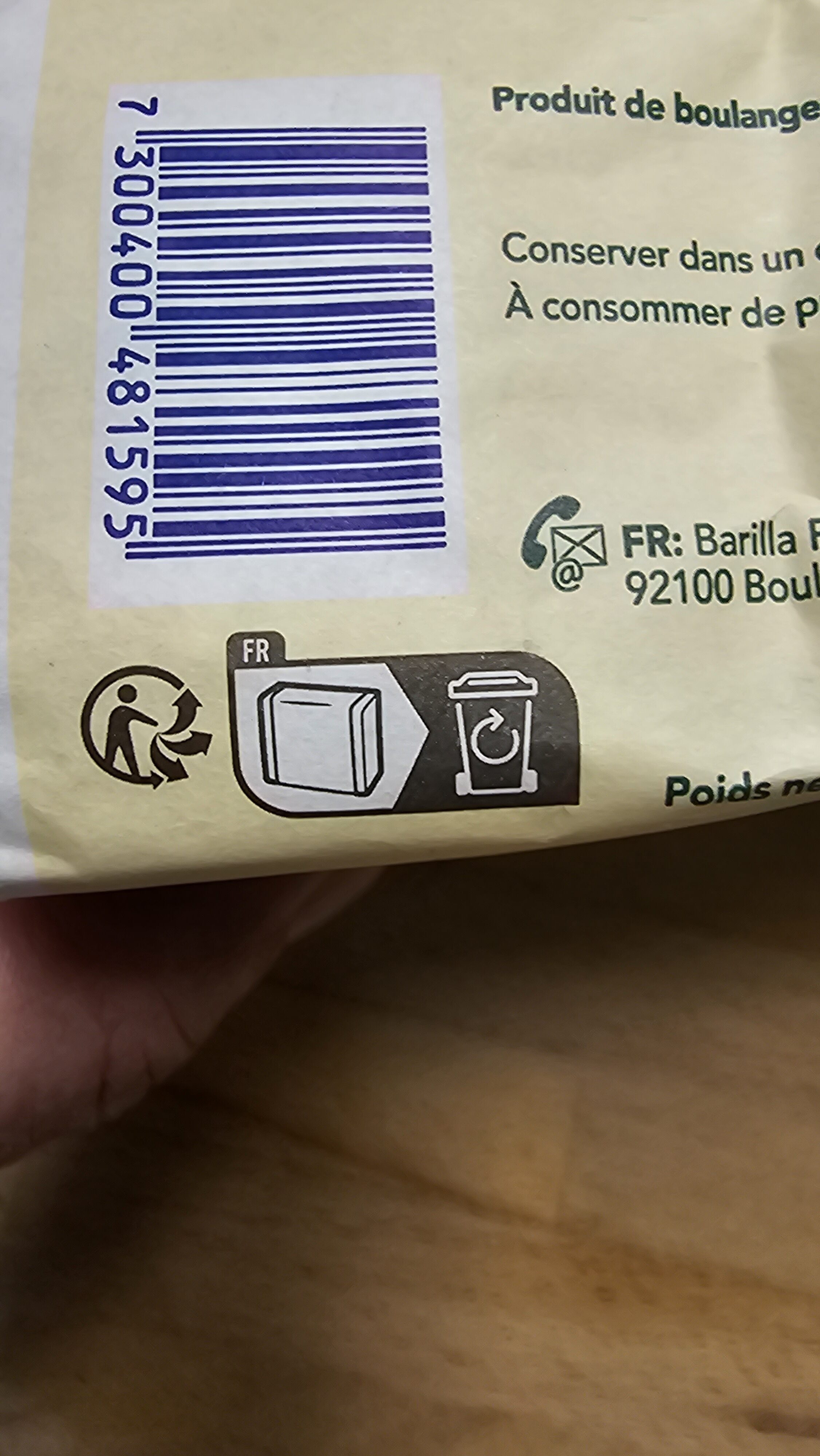 Tartine croustillante Authentique - Instruction de recyclage et/ou informations d'emballage