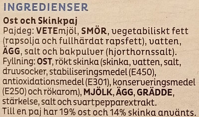 Felix Originalet Ost & Skinkpaj - Ingredienser