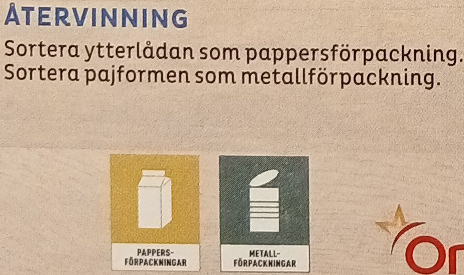 Felix Originalet Ost & Skinkpaj - Instruction de recyclage et/ou informations d'emballage - sv