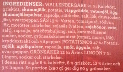 Findus Dagens Wallenbergare med potatismos - Ingredienser