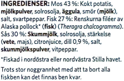 Findus Fiskgratäng Dill Original - Ingredienser