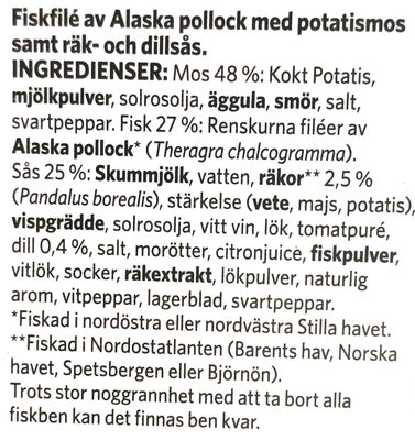 Fiskgratäng Räk- & Dillsås - Ingredienser