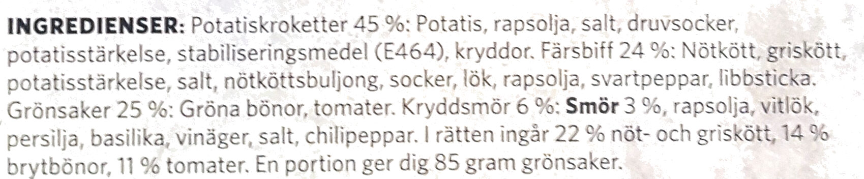 Findus Dagens Lövtunn bit - Ingredienser