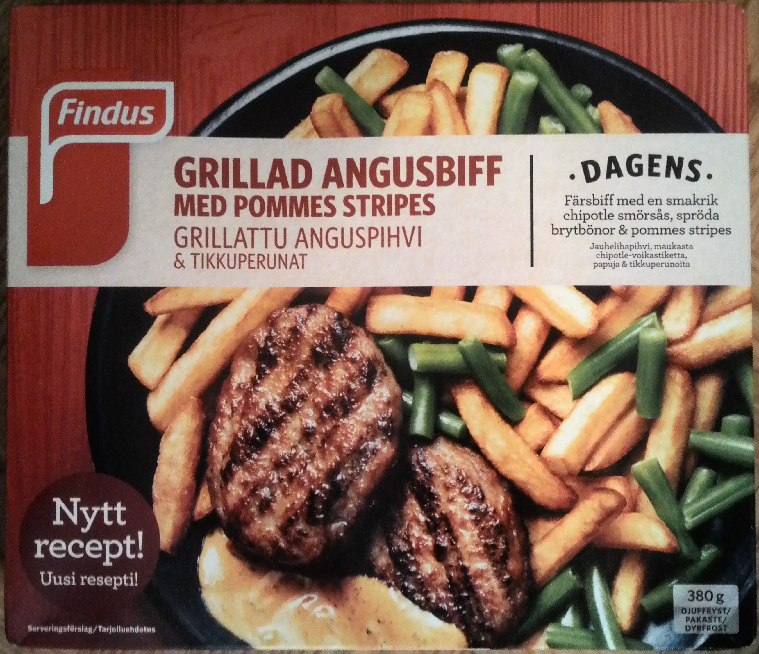 Findus Dagens Grillad Angusbiff med pommes stripes - Produkt