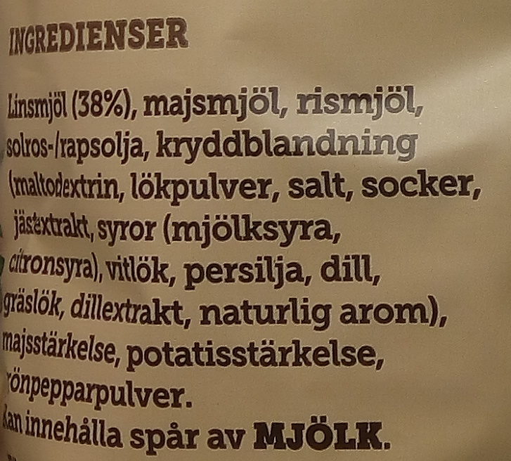 Estrella Linschips Dill & Gräslök - Ingredienser