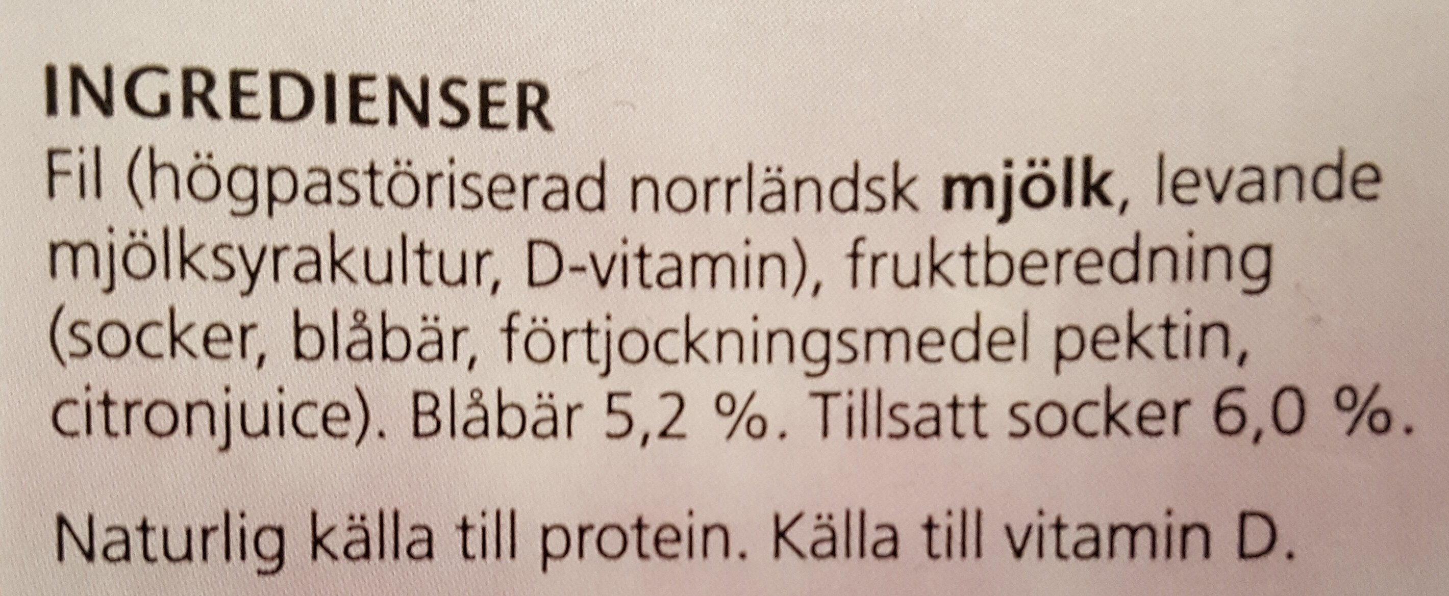 Fjällfil Blåbär - Ingredienser