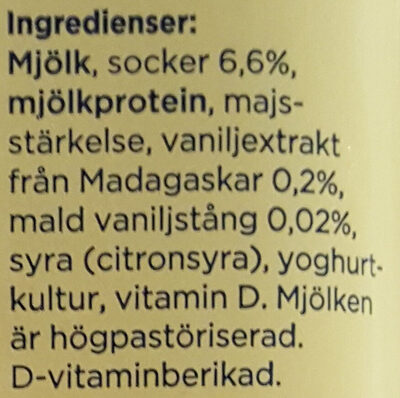 Yoggi original vanilj - Ingredients - sv